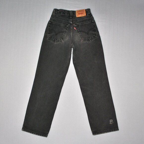 Vintage Levi's 550 Kids Jeans Size 12 Slim Black Red Tab Straight Leg Denim - Picture 1 of 14